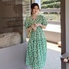 实拍夏季新款法式甜美温柔风一眼惊艳流行绿色碎花修身显瘦连衣裙 商品缩略图3