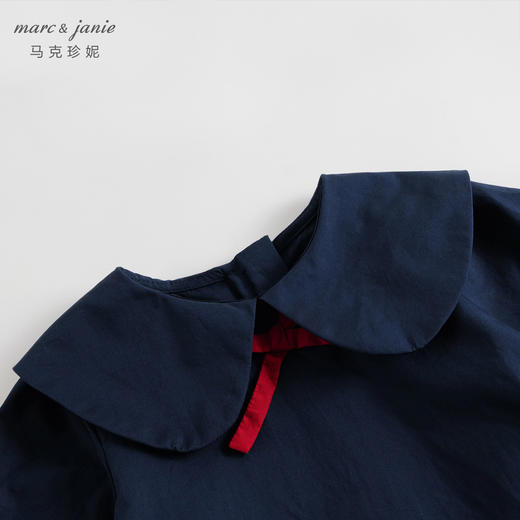 马克珍妮秋装新款 女童学院风裙子娃娃领全棉连衣裙231396 商品图3