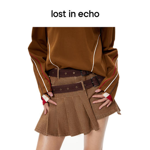 [断码]lost in echo设计师品牌美拉德风休闲时尚短裙裤低腰百褶牛仔短裙 商品图0
