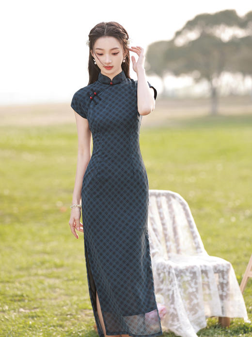 MYF 茹梦水墨复古中国风中式半开襟盘扣改良旗袍裙 商品图4