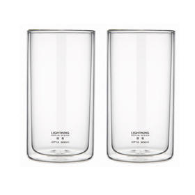 明尊双层隔热玻璃杯套装高颜值牛奶杯玻璃水杯ins简约家用 2只装300ml