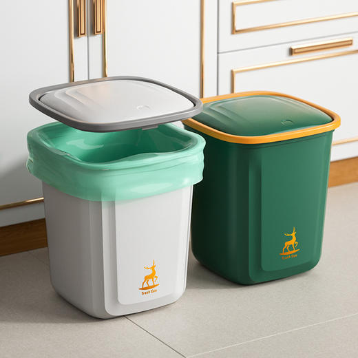 「数款可选！颜值派」带盖垃圾桶 居家日用客厅厨房用品按压垃圾桶 卫生间夹缝简约垃圾篓 商品图1