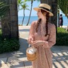 2023春季新款高级感长款碎花连衣裙收腰复古法式雪纺V领早春裙子 商品缩略图0