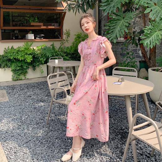 夏季新中式复古樱桃印花连衣裙女装新款小飞袖盘扣改良旗袍裙子 商品图1