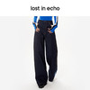 [捡漏价]lost in echo秋季新款休闲侧拉链设计撞色条纹运动感阔腿牛仔裤 商品缩略图1