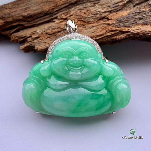 派瑞翡翠 18k金翡翠佛 糯种 绿色 商品图0