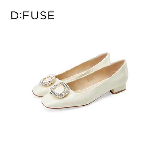 迪芙斯D:FUSE女鞋2023秋季新款单鞋女方头烫钻漆牛皮气质通勤女鞋DF33111068 商品图2