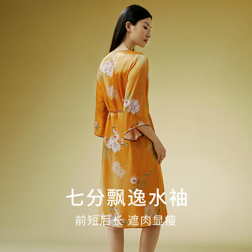 【诗意芍药】金三塔100%桑蚕丝中式水袖真丝印花优雅睡袍睡衣新品  YSFDC104 商品图3