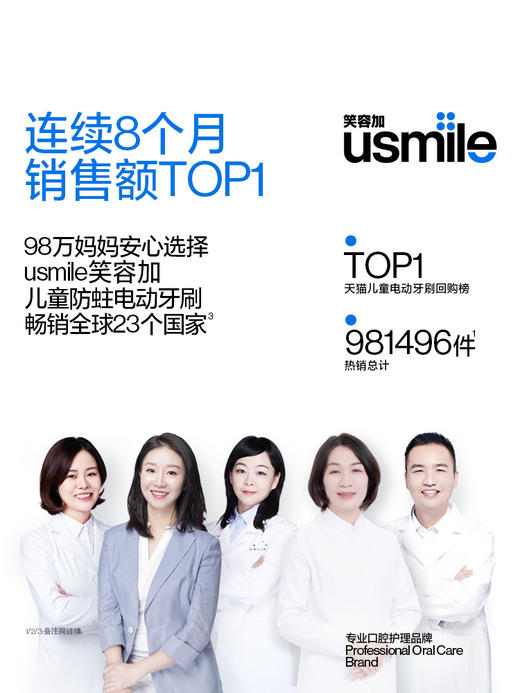 【usmile】儿童电动牙刷充电式声波全自动3-12岁宝宝可爱卡通Q3S小帽刷 商品图2