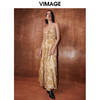 VIMAGE纬漫纪秋季新款扎染印花显瘦高腰性感吊带连衣裙V2007610 商品缩略图3