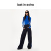 [捡漏价]lost in echo秋季新款休闲侧拉链设计撞色条纹运动感阔腿牛仔裤 商品缩略图3