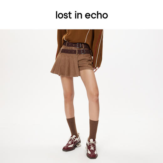 [断码]lost in echo设计师品牌美拉德风休闲时尚短裙裤低腰百褶牛仔短裙 商品图1