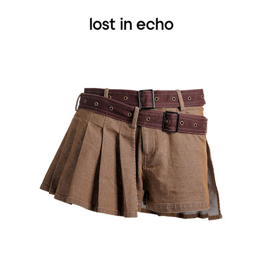 [断码]lost in echo设计师品牌美拉德风休闲时尚短裙裤低腰百褶牛仔短裙 商品图4