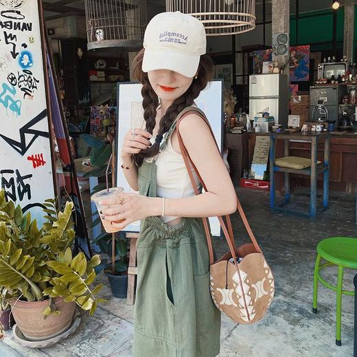 实拍俏皮减龄少女感小个子百搭显瘦大口袋军绿色短款阔腿背带裤女 商品图3