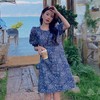 复古名族风印花连衣裙女装2023夏季新款小个子减龄中长款裙子配包 商品缩略图0