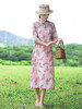 HM-S403夏季新款古典立领盘扣改良式旗袍宽松显瘦复古印花苎麻连衣裙 商品缩略图2