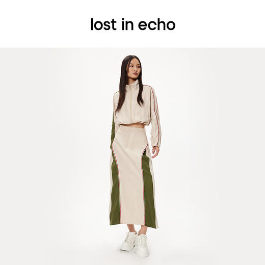 lost in echo设计师款不对称拼色拉链设计宽松短款外套运动长裙 商品图3