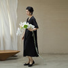 绽放575朵【黑白灰系列·大V】进口匹马棉纸感凉爽V领短袖连衣裙 商品缩略图2