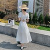 法式白色连衣裙夏季女气质高级2023女装新款开叉松紧显瘦小众长裙 商品缩略图2