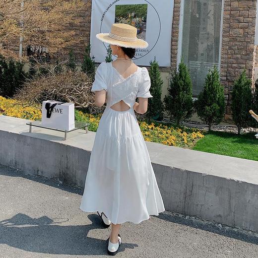 法式白色连衣裙夏季女气质高级2023女装新款开叉松紧显瘦小众长裙 商品图2