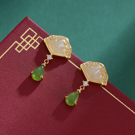 子佩集S925银【扇结良缘】耳钉【ED02642】镀金2307 商品图3