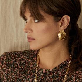 北京仓｜Elise Tsikis-Sieci-爱心 花朵 金色复古耳环［美国设计师］