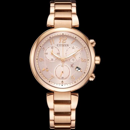 西铁城/CITIZEN xC系列粉金色三眼计时时尚优雅光动能女士手表FB1452-66X 商品图5