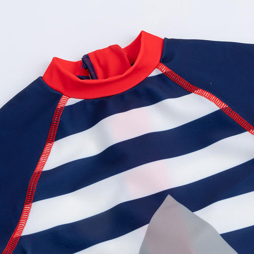 贝贝怡儿童泳衣连体短袖泳装男孩速干清爽游泳衣泳帽套装男童夏季222P2446
 商品图2