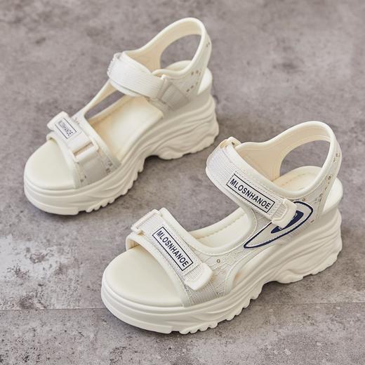 运动风凉鞋魔术贴休闲外穿厚底坡跟鱼嘴沙滩凉鞋GDM186-6 商品图5