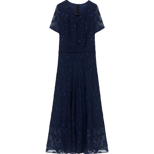 夏季新款，妈妈装短袖裙中长款时尚气质优雅蓝色提花雪纺A字裙QYM-KED-H1255-Y 商品图4