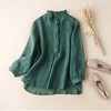 雀说【断码清仓】春季木耳边文艺半开胸长袖衬衣女小清新纯色衬衫长袖宽松上衣L8389A-WX011 商品缩略图1