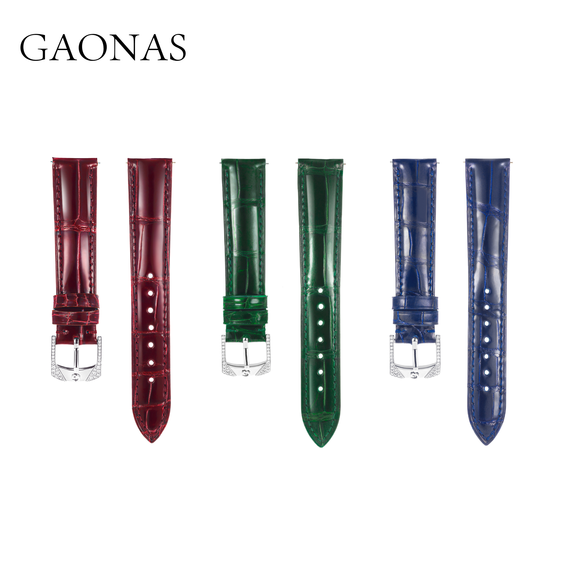 GAONAS高纳仕 【时光之眼】手表专用彩色红/蓝/绿钻扣表带 10130BC