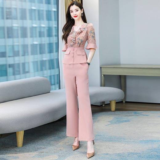 夏装韩版收腰气质干练女神范两件套套装HR-WM20589 商品图0