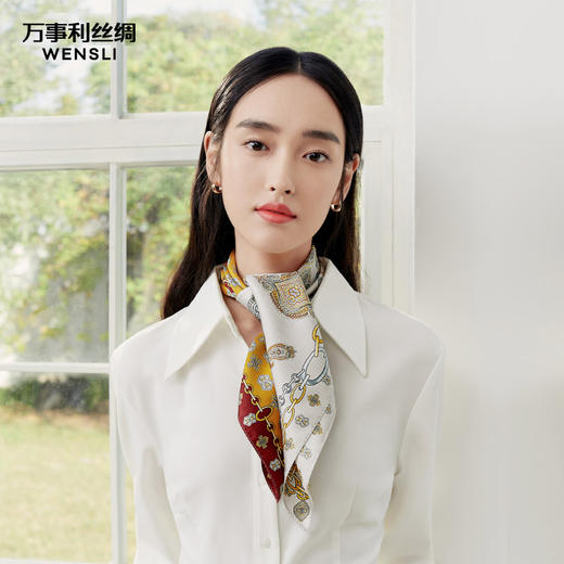 万事利“朔光”双面印花真丝中方巾 商品图0