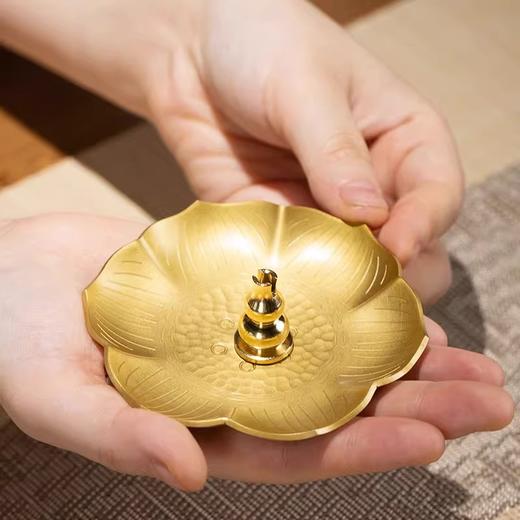朱炳仁铜映日碧荷香托荷花边线香盘香熏香用送香插礼品办公桌摆件 商品图3