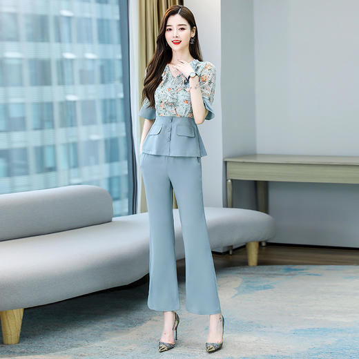 夏装韩版收腰气质干练女神范两件套套装HR-WM20589 商品图2