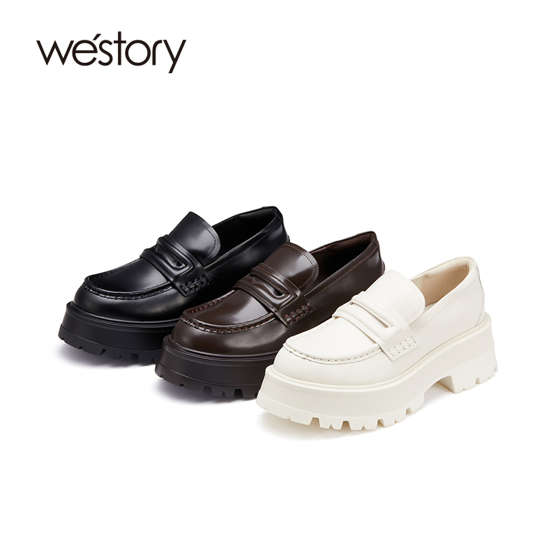 westory2022年新款甜辣jk英伦学院风真皮时髦高级厚底乐福鞋72671