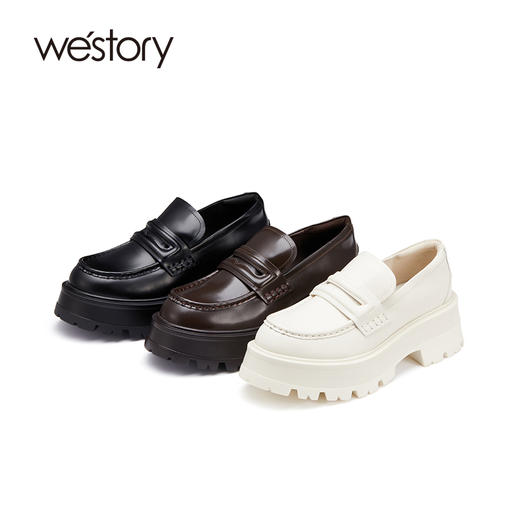 westory2022年新款甜辣jk英伦学院风真皮时髦高级厚底乐福鞋72671 商品图0