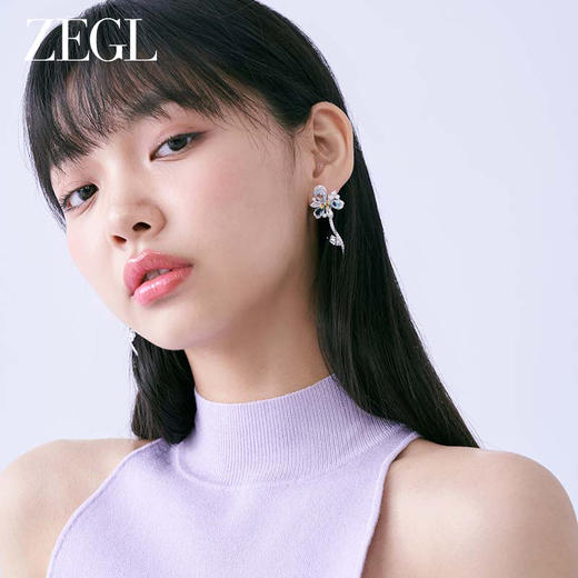 ZEGL设计师花知夏系列长款花朵耳环女小众设计感高级耳钉银针耳饰 商品图4