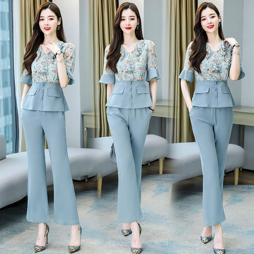 夏装韩版收腰气质干练女神范两件套套装HR-WM20589 商品图7