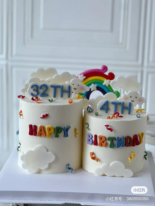 双拼INS小彩虹，奶油配翻糖蛋糕，提前48小时以上预定 商品图0