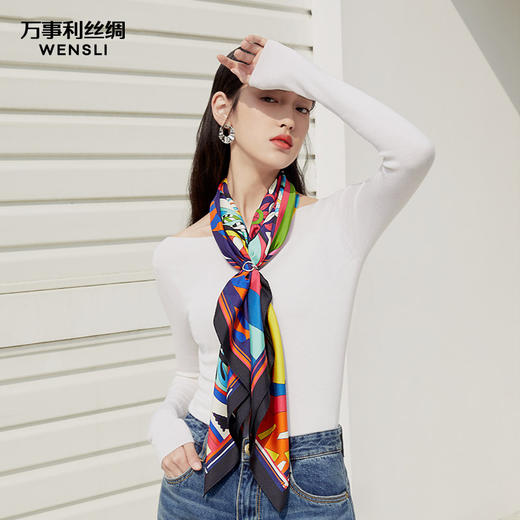 万事利“阑珊”88厘米双面印花真丝大方巾 商品图3