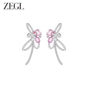 ZEGL设计师花知夏系列蝴蝶结花朵耳环女小众夸张耳钉甜美银针耳饰