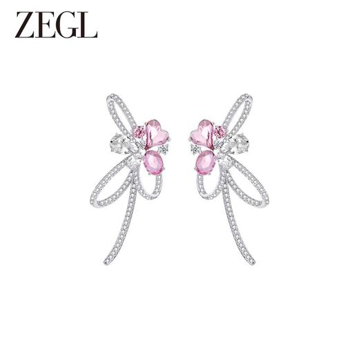 ZEGL设计师花知夏系列蝴蝶结花朵耳环女小众夸张耳钉甜美银针耳饰 商品图0