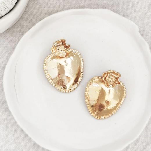 北京仓｜Elise Tsikis-Sieci-爱心 花朵 金色复古耳环［美国设计师］ 商品图5