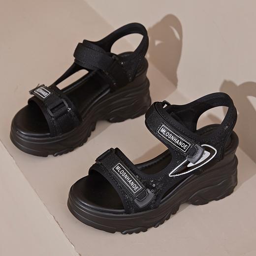 运动风凉鞋魔术贴休闲外穿厚底坡跟鱼嘴沙滩凉鞋GDM186-6 商品图6