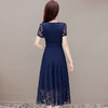 夏季新款，妈妈装短袖裙中长款时尚气质优雅蓝色提花雪纺A字裙QYM-KED-H1255-Y 商品缩略图2