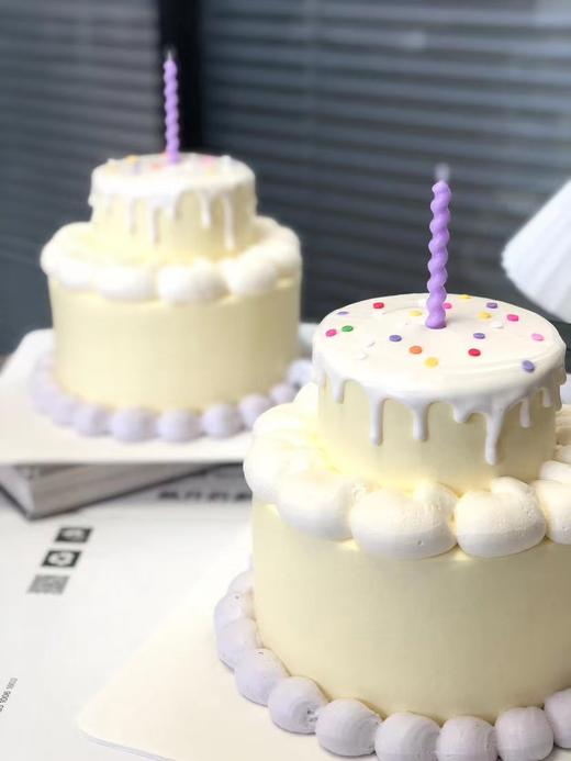 小红书爆款|简约系莫兰迪色系双层小奶油蛋糕 蜡烛颜色随机 商品图1