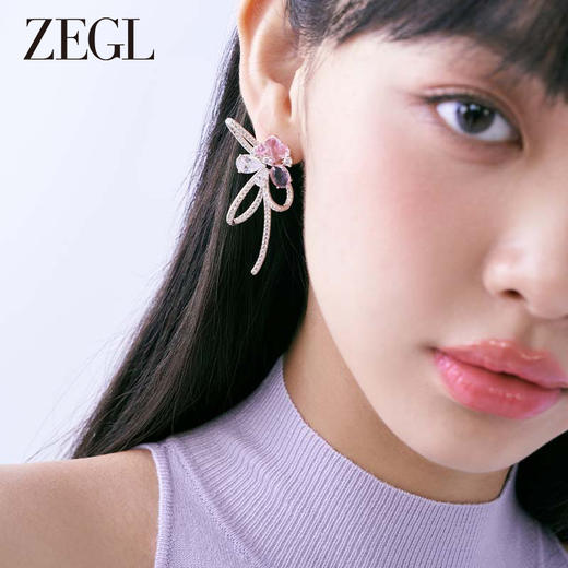 ZEGL设计师花知夏系列蝴蝶结花朵耳环女小众夸张耳钉甜美银针耳饰 商品图4