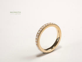 18K 小米珠圈戒 尾戒